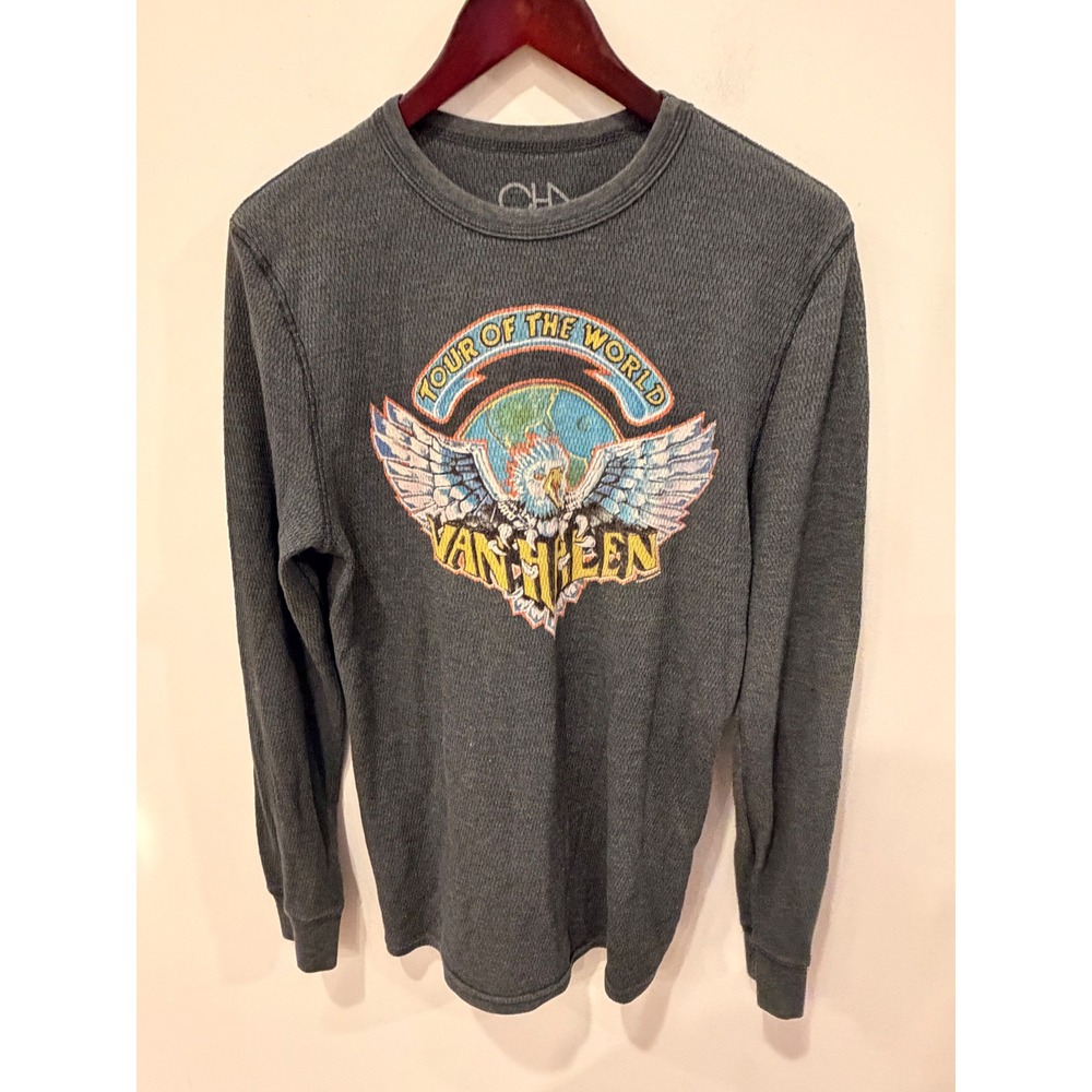 Chaser Van Halen Tour of the World Thermal Shirt Womens L Made USA Long Sleeve